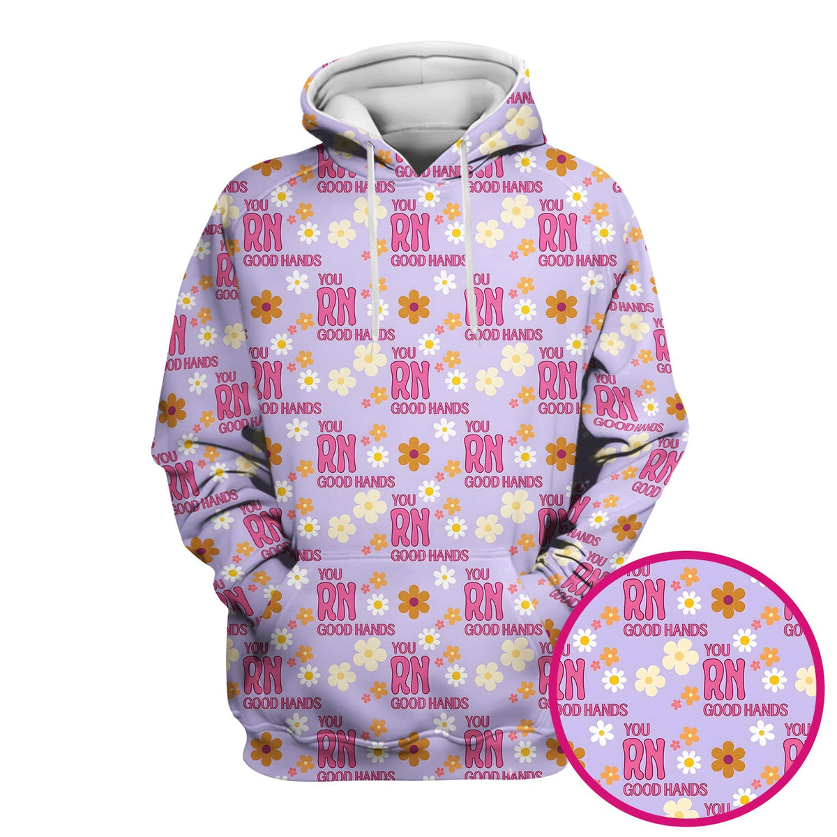 You RN Good Hands Floral Daisy Nurse Scrub Top