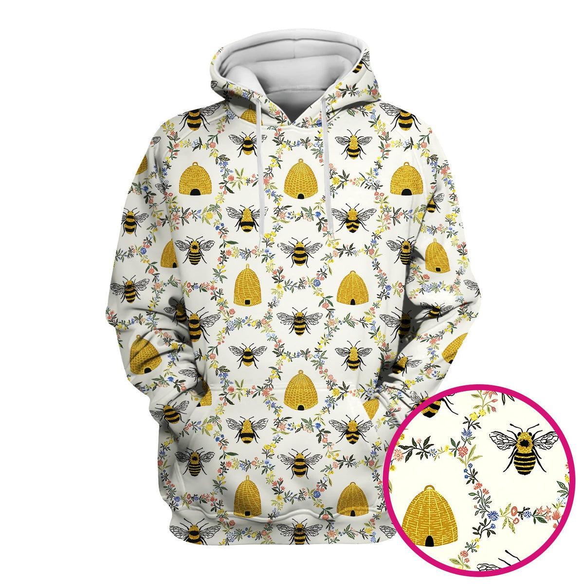 Honey Bee Beehive Floral Nurse Scrub Top