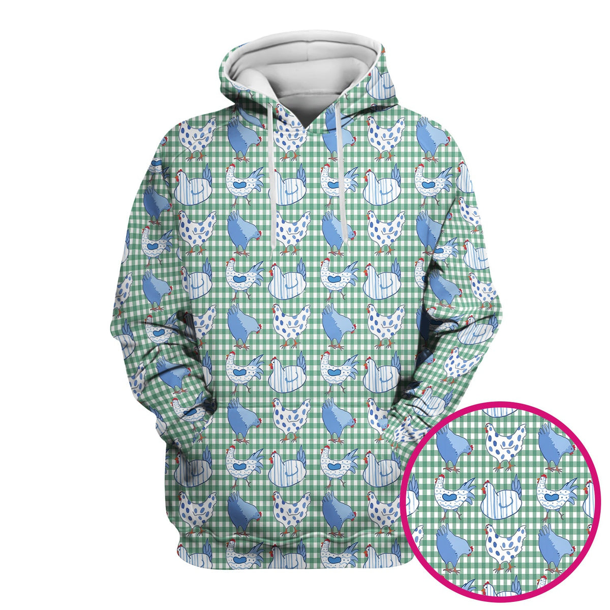 Blue Chicken Gingham Nurse Scrub Top