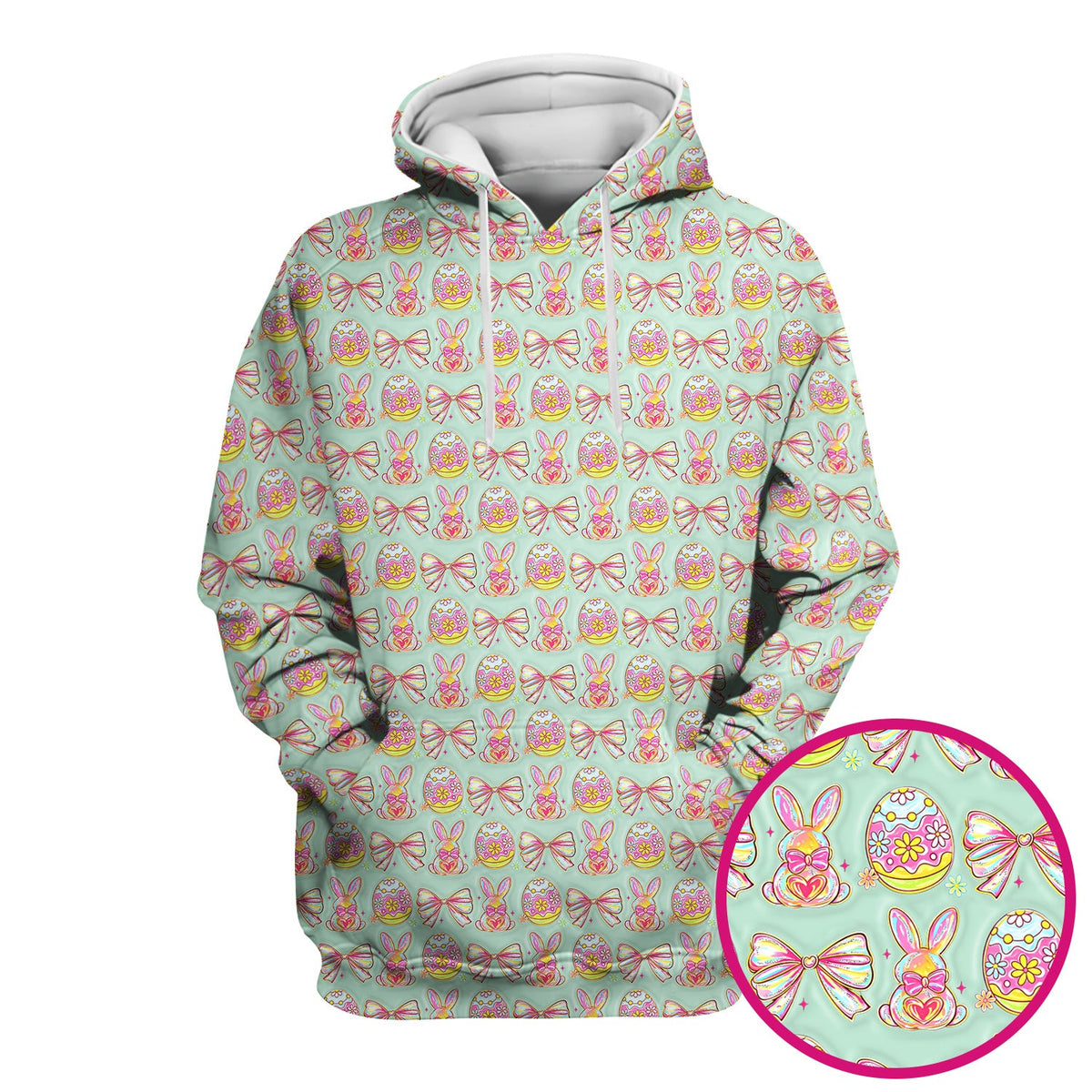 Bunny Pastel Egg Bow Nurse Scrub Top - Easter Gift