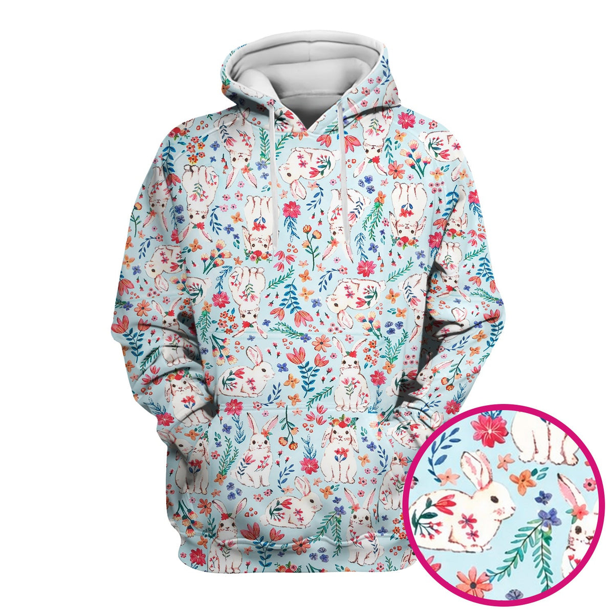 Springtime Bunny Floral Nurse Scrub Top