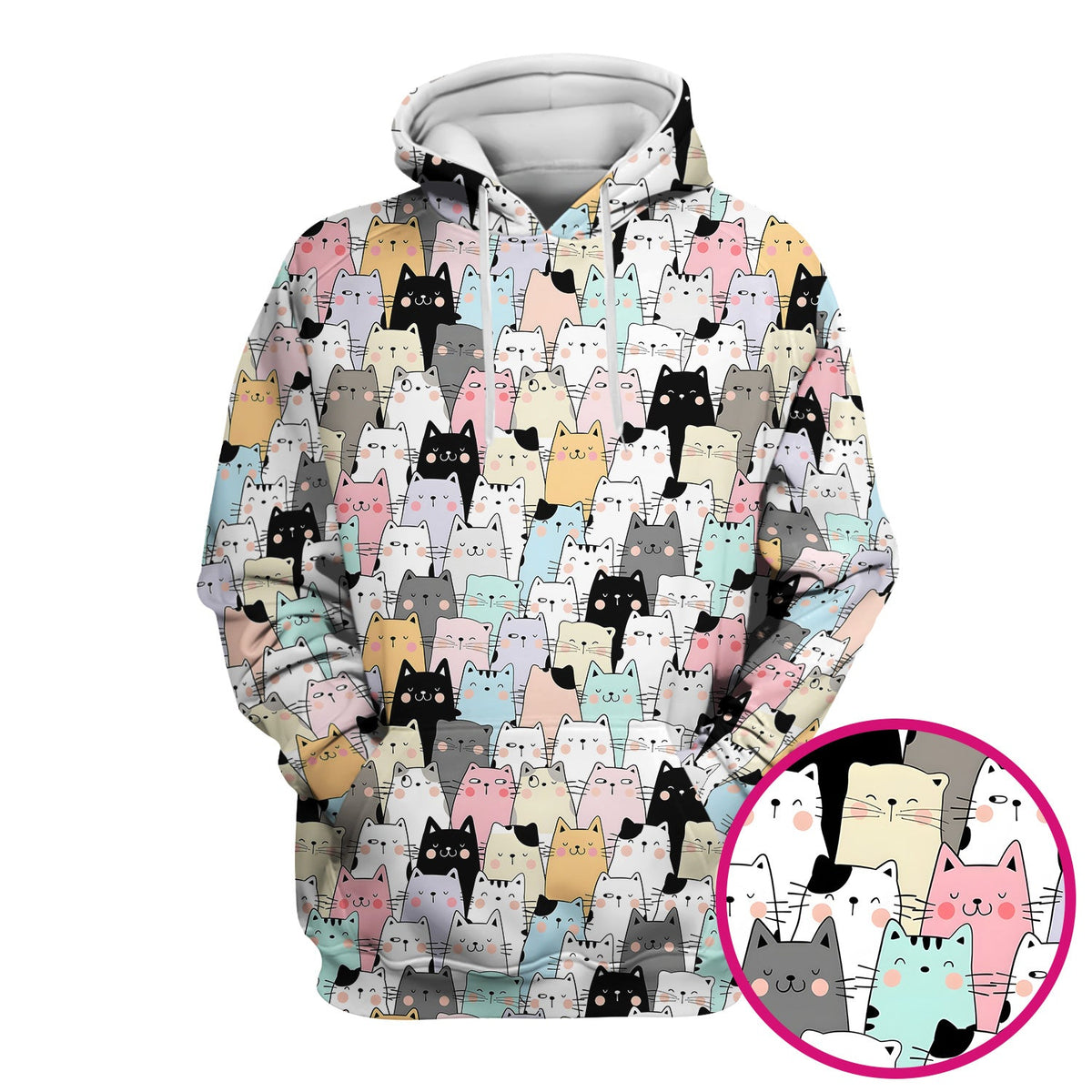 Cartoon Cat Crowd Nurse Scrub Top