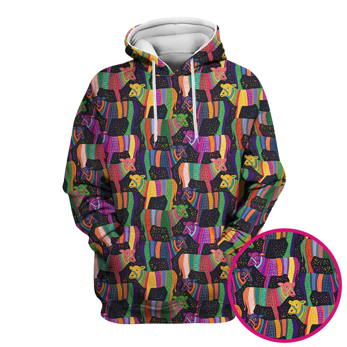 Vibrant Patchwork Rainbow Cow Nurse Scrub Top