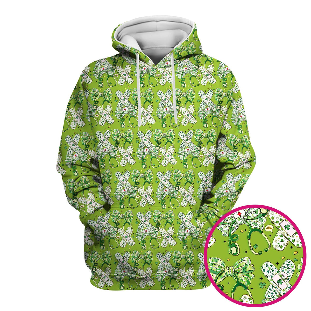 St Patrick Shamrock Stethoscope Nurse Scrub Top