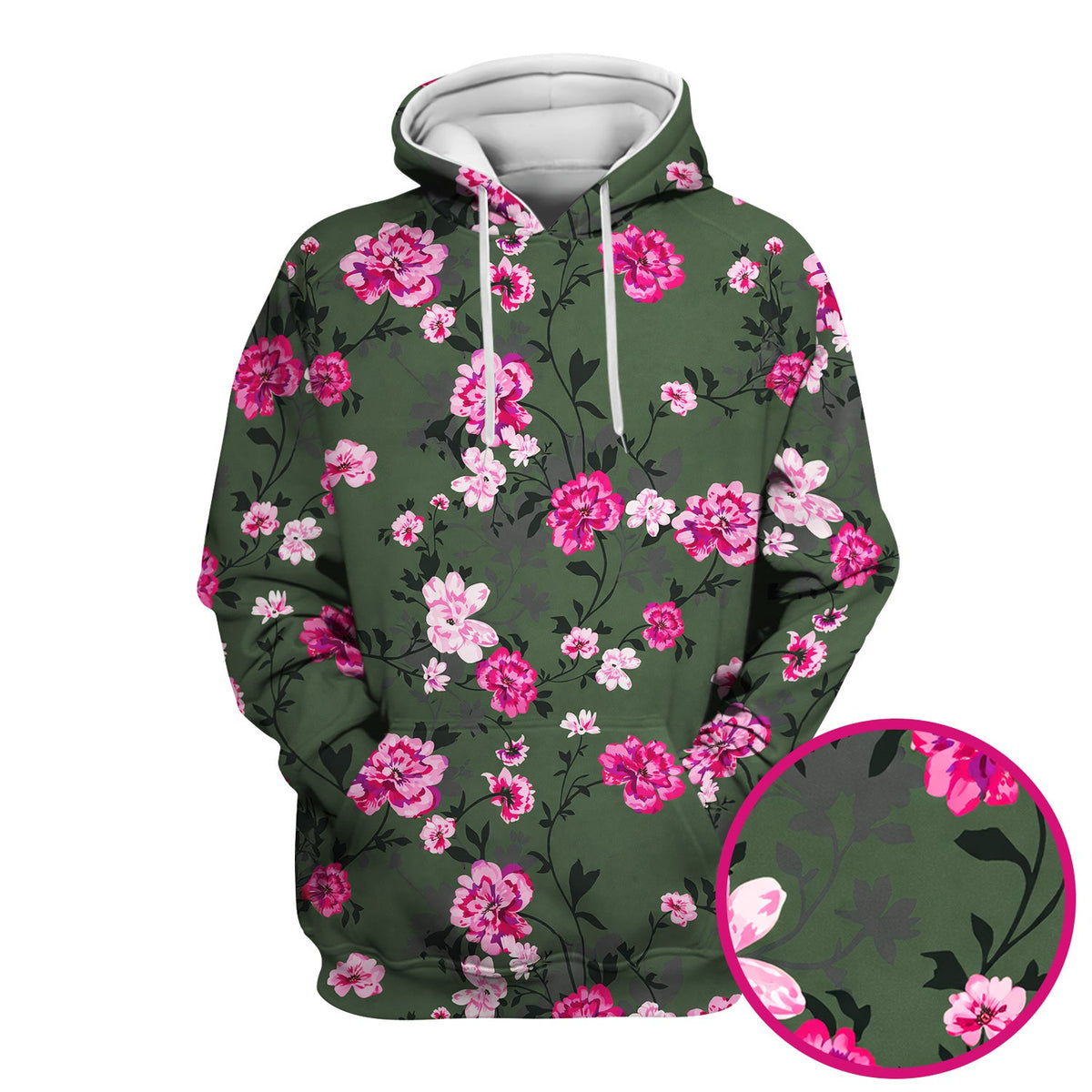 Pink Floral Blossom Pattern Scrub Top, Comfortable Scrubs for Nurses