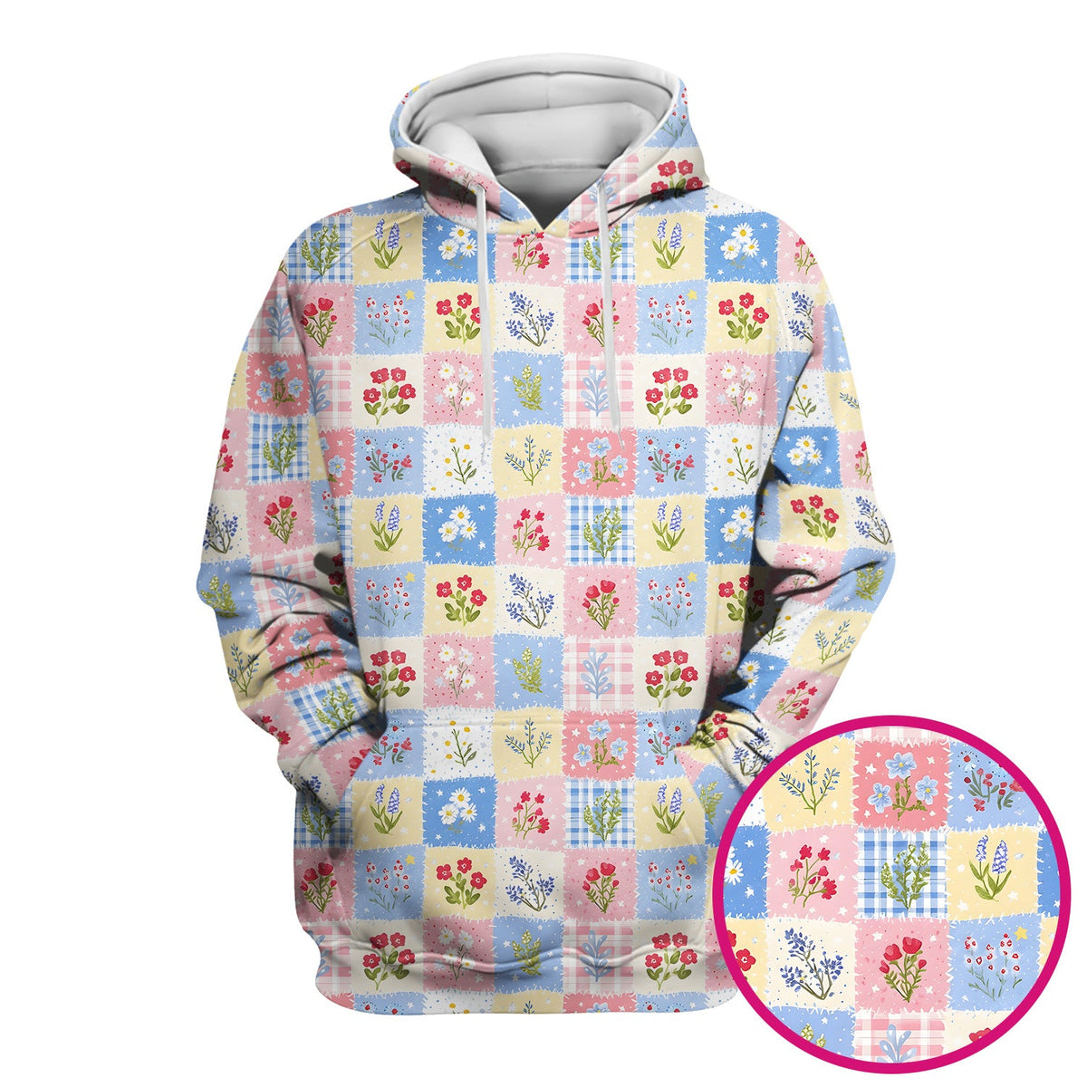 Pastel Patchwork Wildflower Garden Nurse Scrub Top