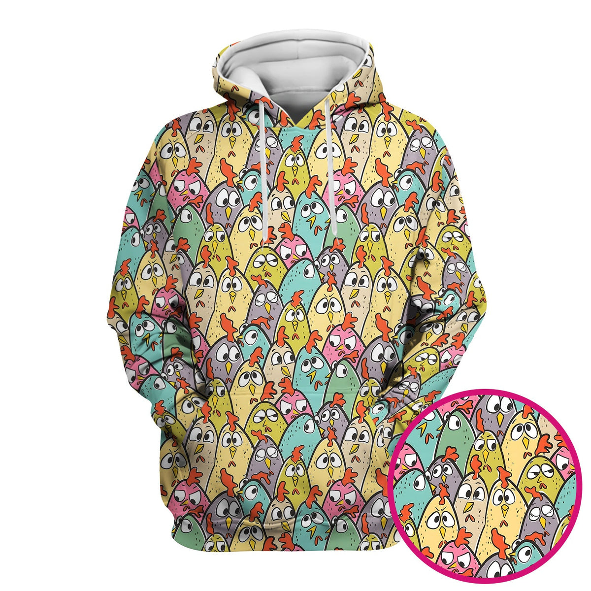 Cartoon Chicken Crowd Nurse Scrub Top