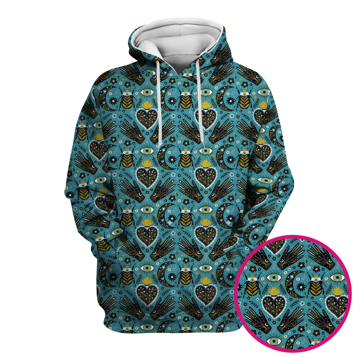 Mystic Celestial Heart Evil Eye Nurse Scrub Top
