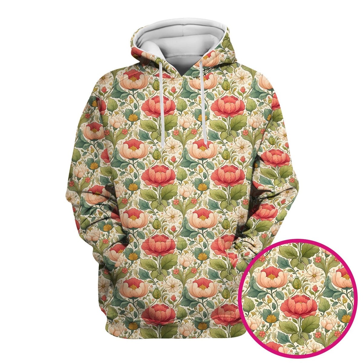 Vintage Botanical Peony Floral Nurse Scrub Top