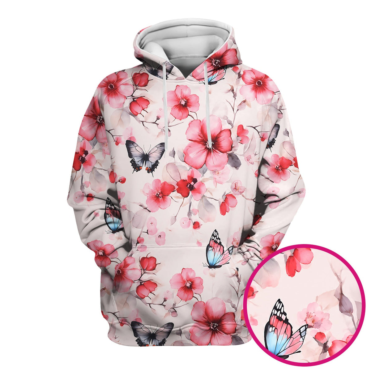 Pink Butterfly Blossom Nurse Scrub Top
