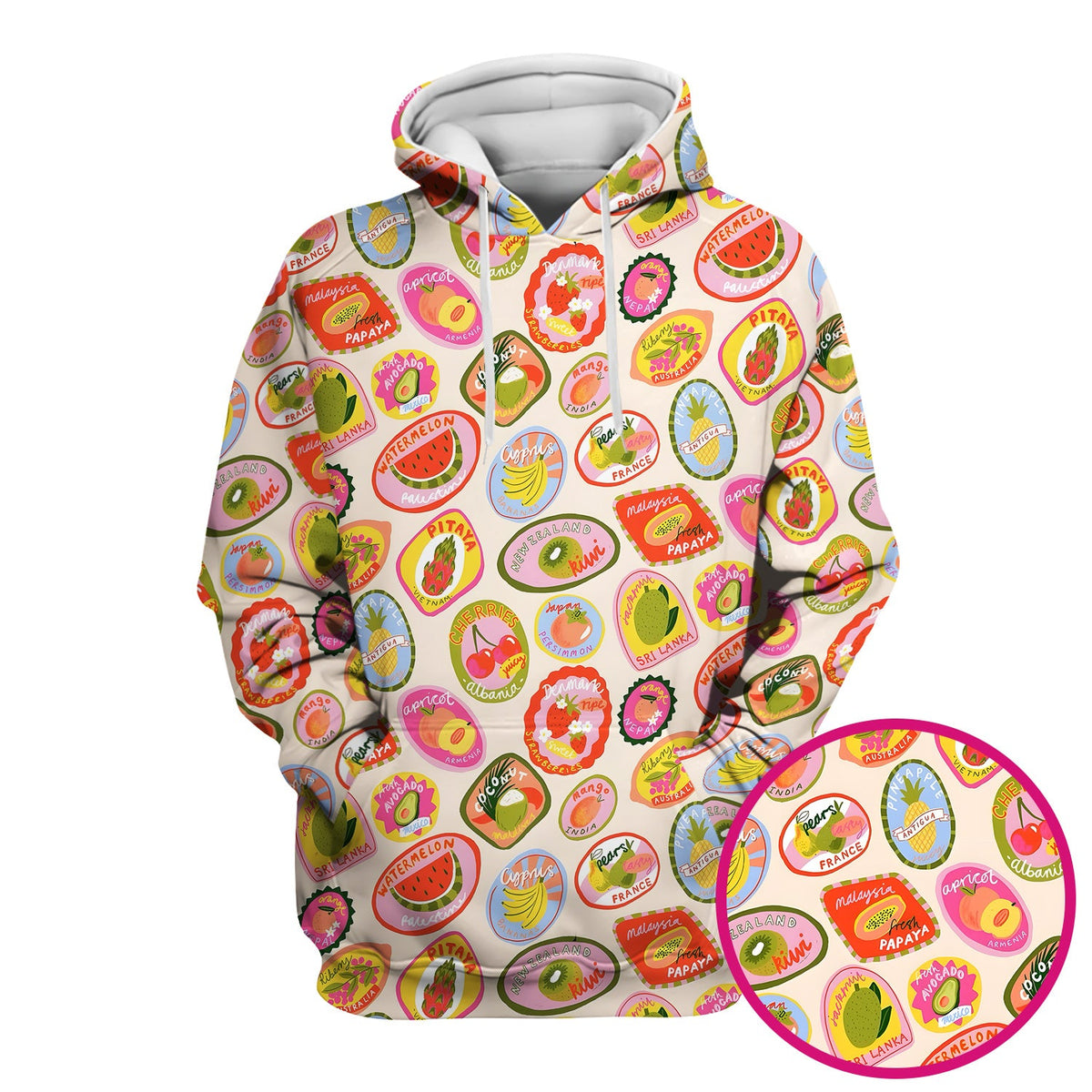Summer Colorful Fruit Sticker Nurse Scrub Top