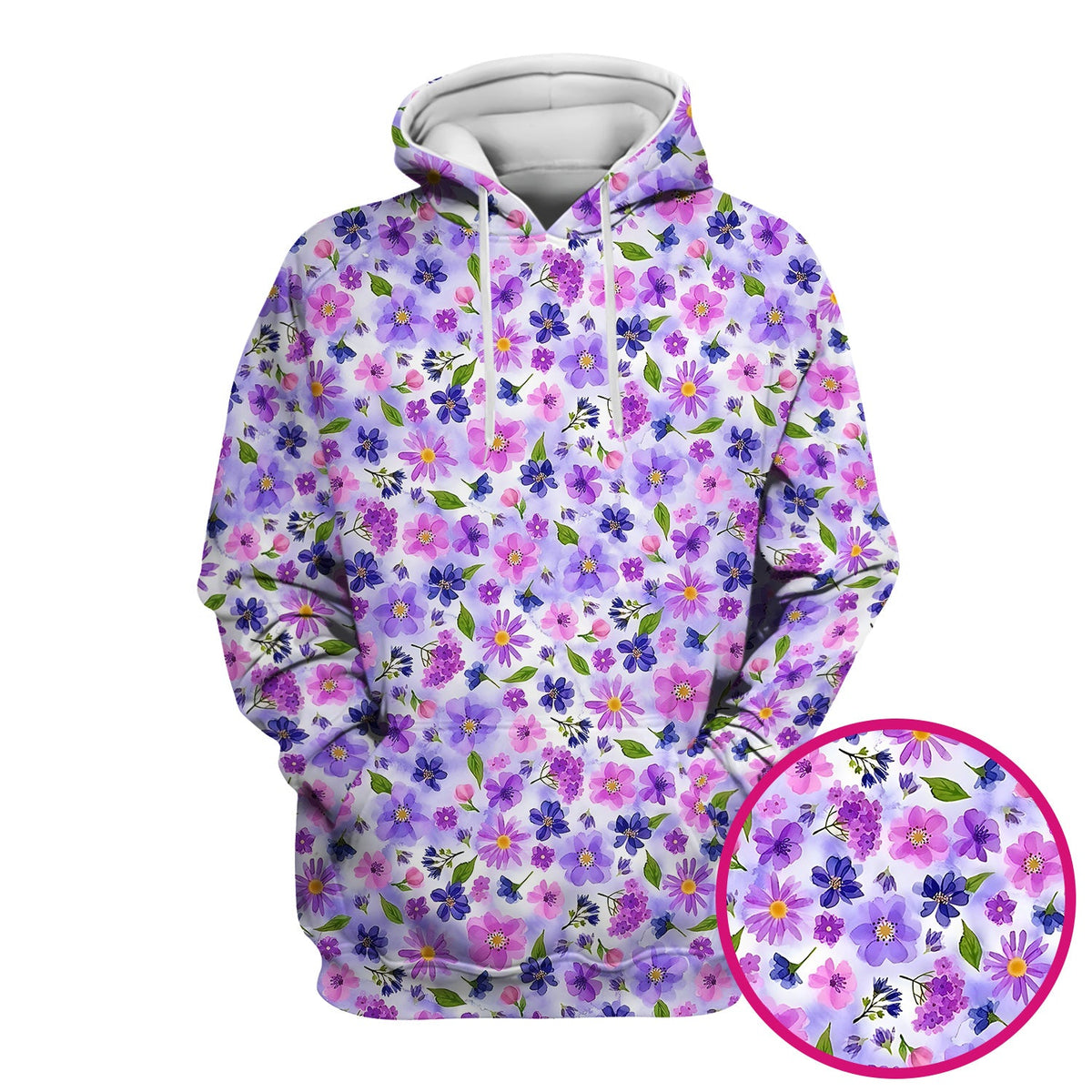 Purple Watercolor Wildflower Bloom Nurse Scrub Top