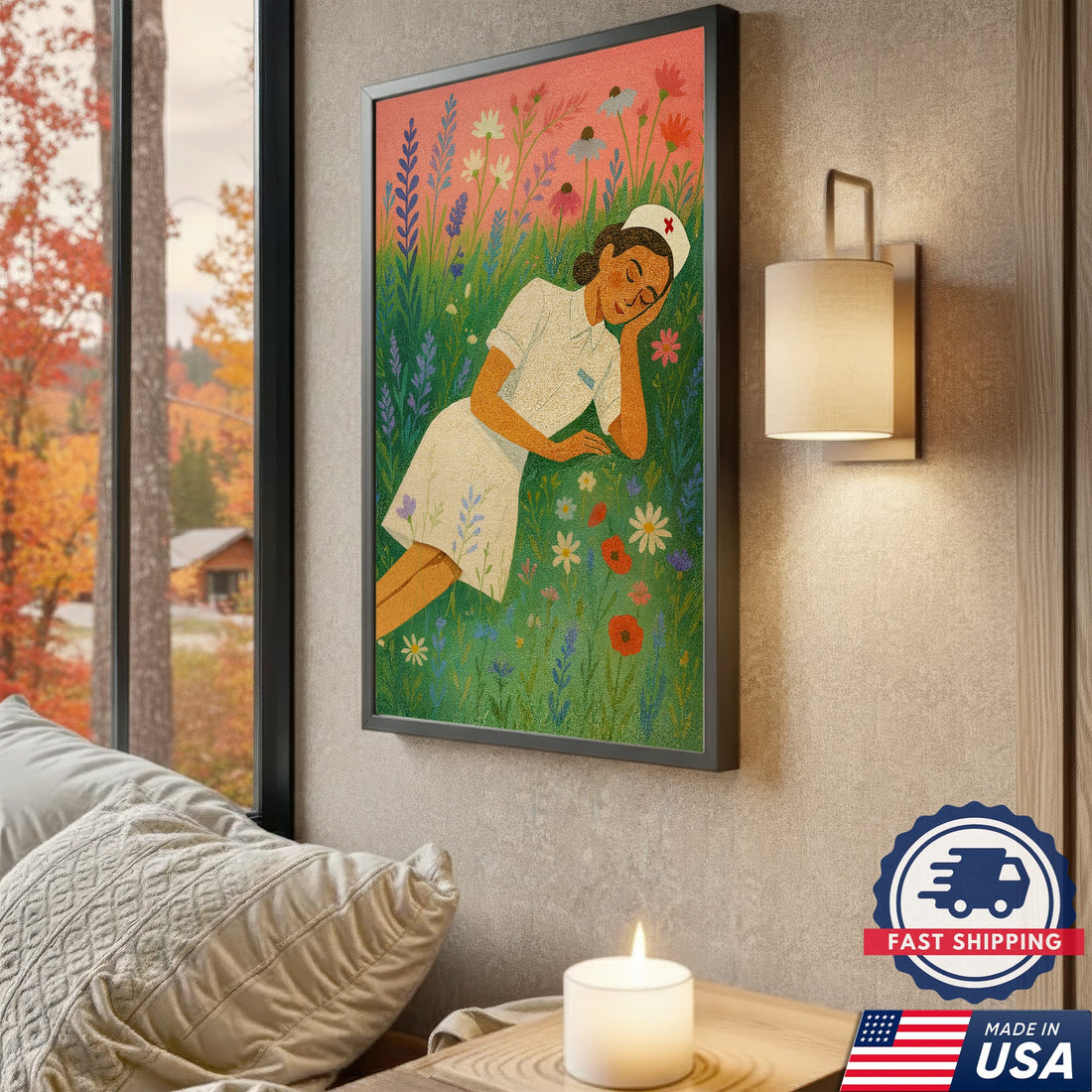 Vintage Resting Nurse Cottagecore Canvas