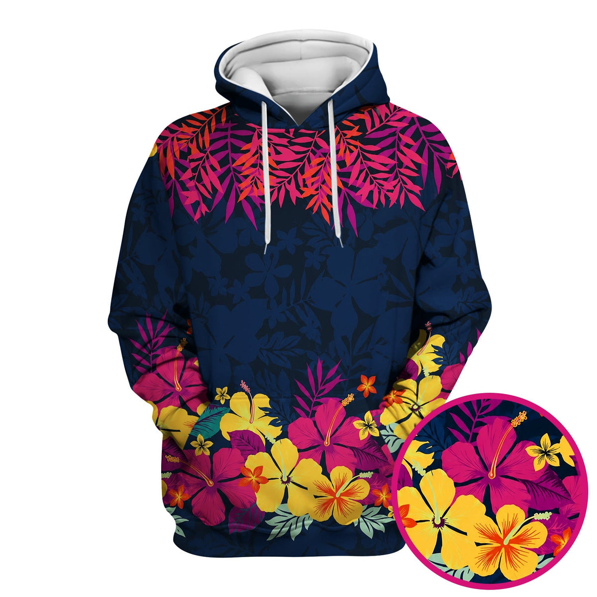 Tropical Hibiscus Palm Leaf Nurse Scrub Top