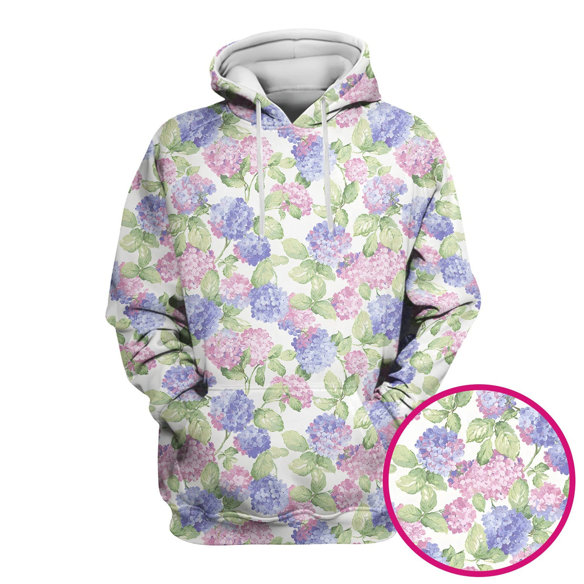 Soft Pastel Watercolor Hydrangea Floral Pattern Scrub Top, Comfortable Scrubs for Nurses