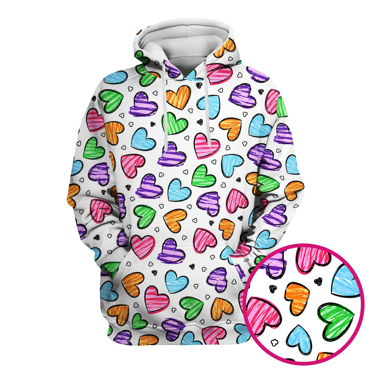 Colorful Doodle Heart Nurse Scrub Top