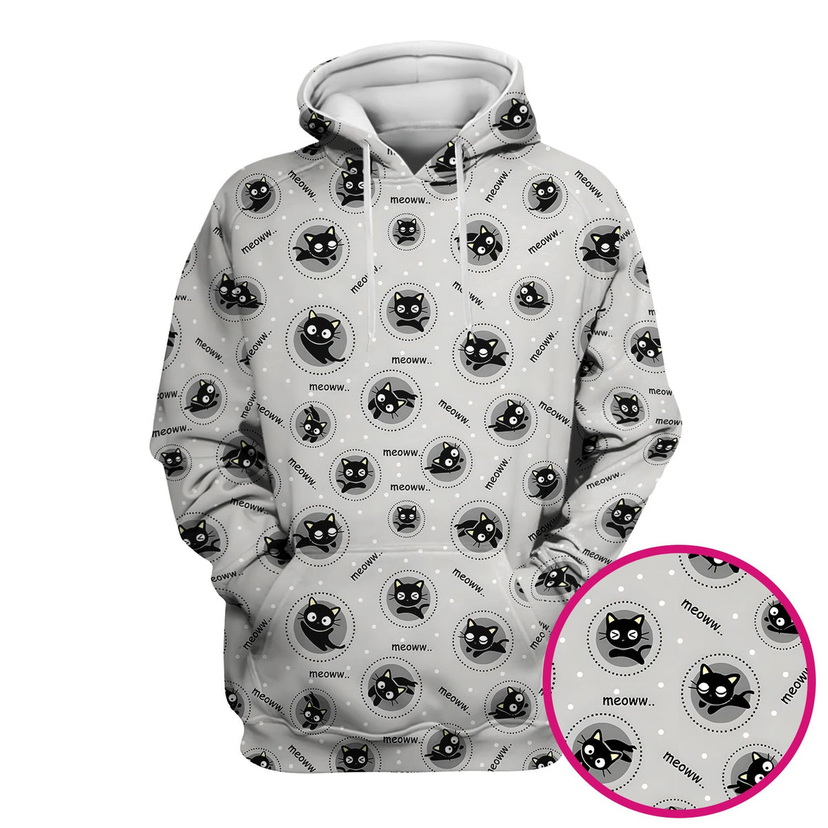 Black Cat Meow Nurse Scrub Top