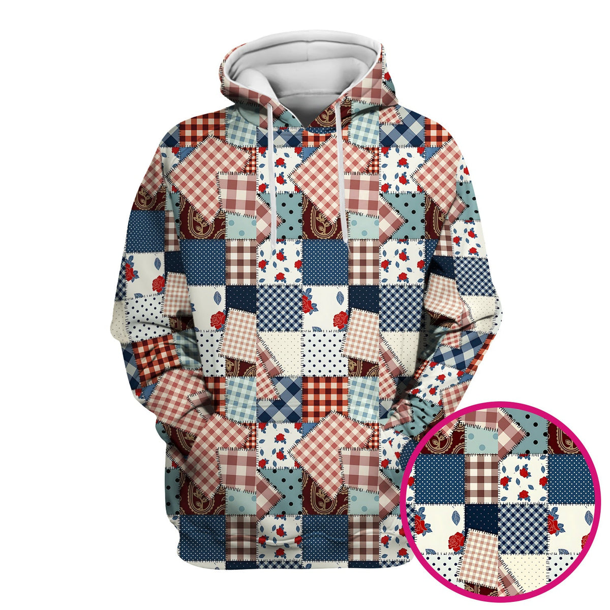 Retro Patchwork Plaid Quilt Nurse Scrub Top