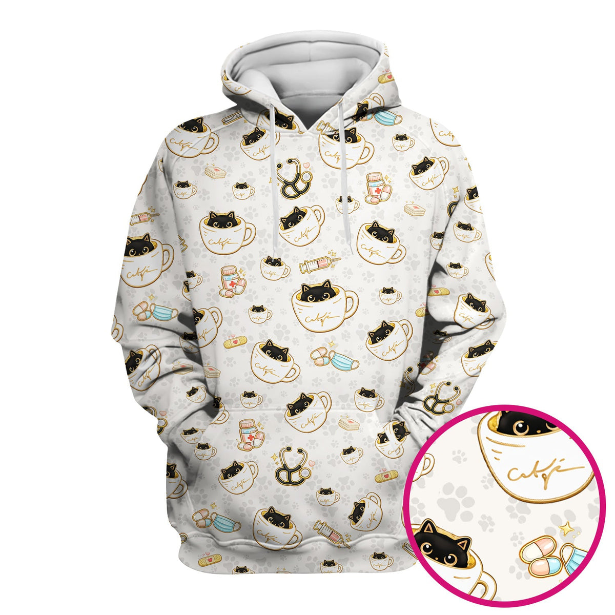 Coffee Cat Nurse Scrub Top