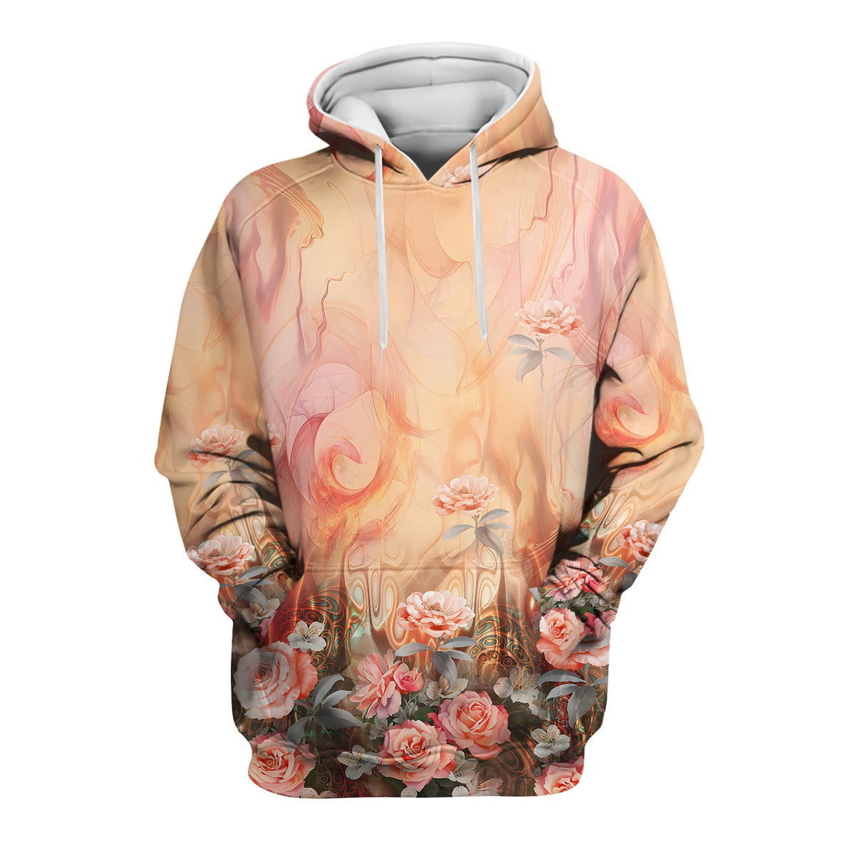 Elegant Peach Marble Rose Nurse Scrub Top