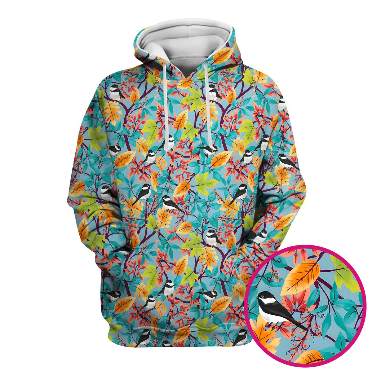 Autumn Leaf Chickadee Bird Nurse Scrub Top