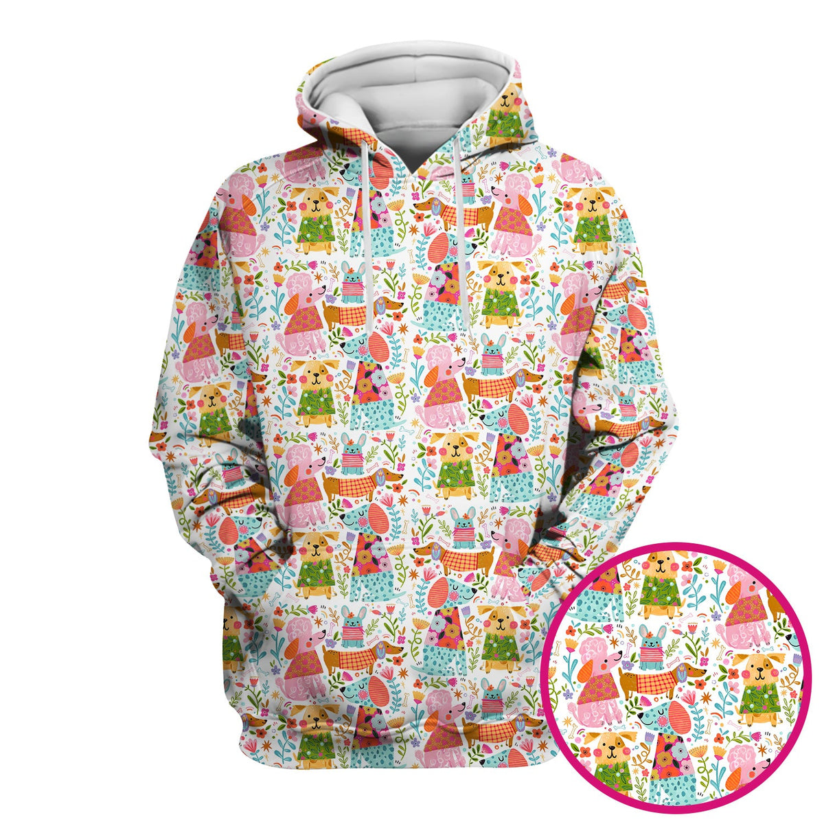 Colorful Dog Floral Nurse Scrub Top