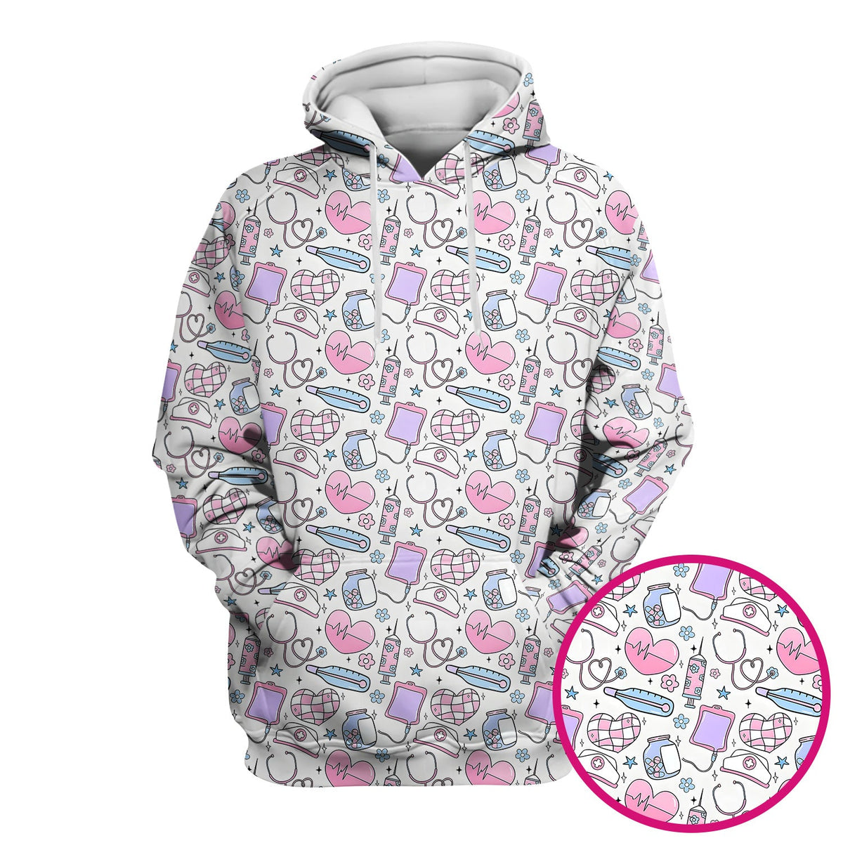 Pastel Medical Icons Nurse Scrub Top