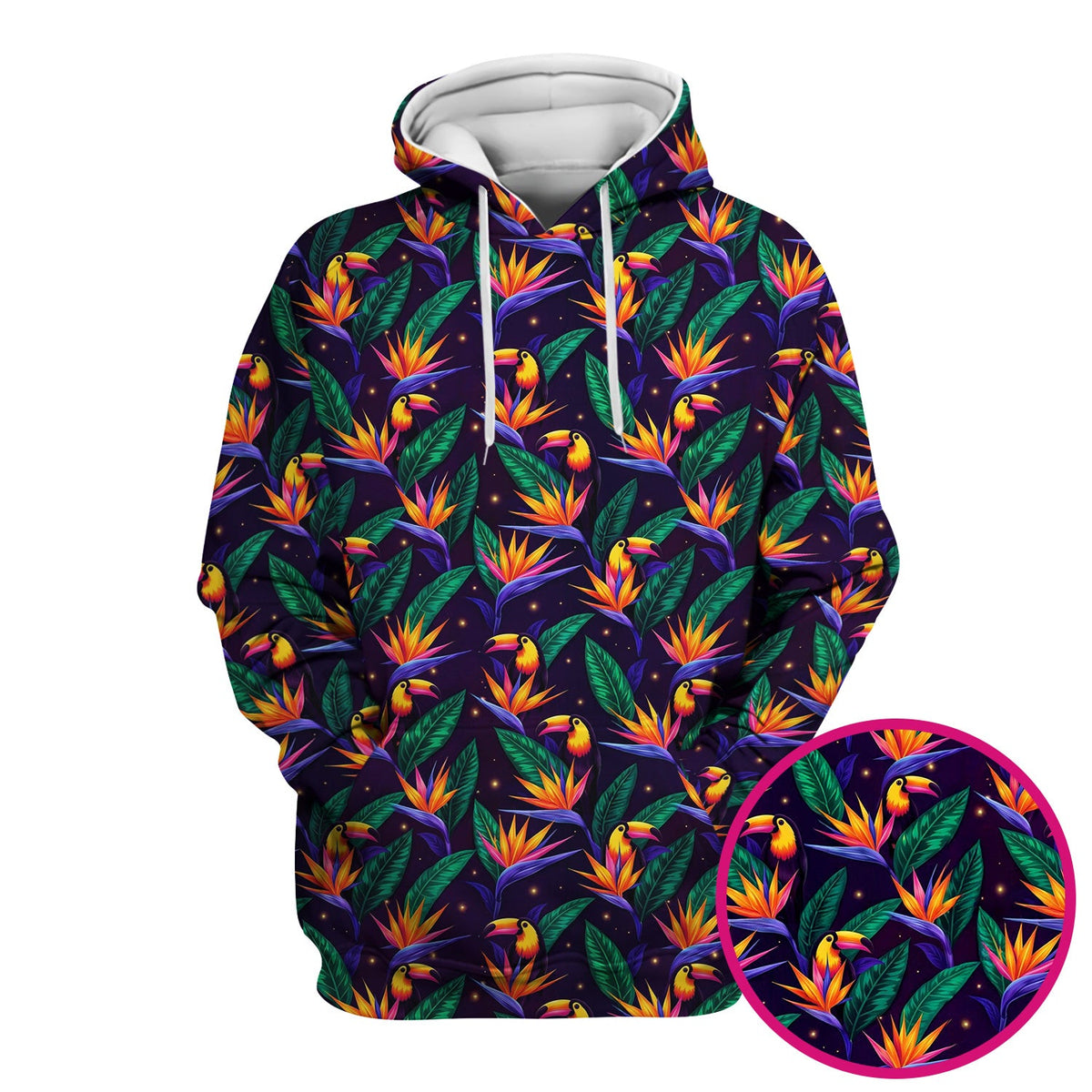Tropical Toucan Paradise Leaves Nurse Scrub Top