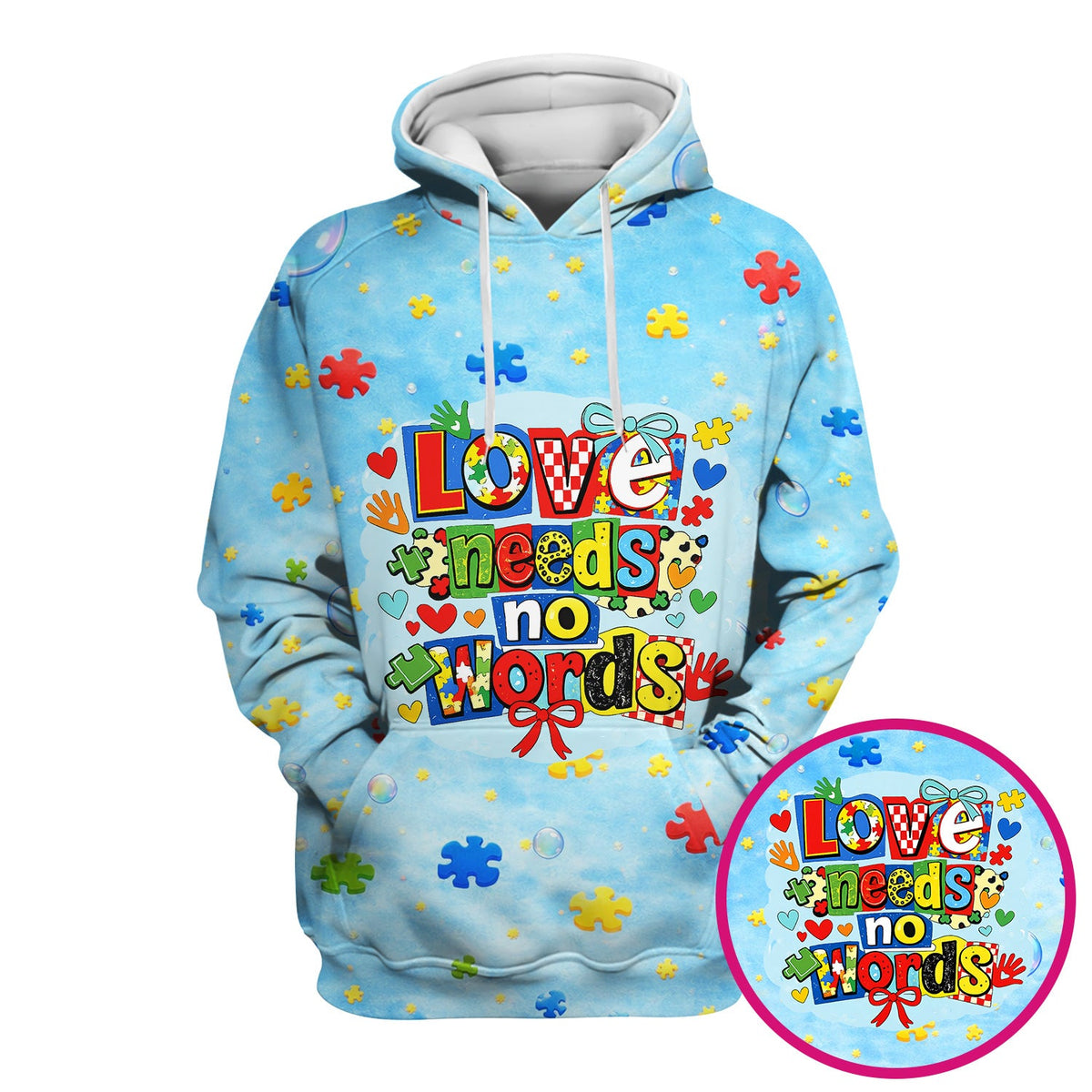 Autism Awareness Love Needs No Words Nurse Scrub Top
