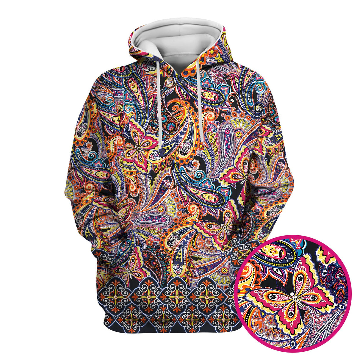 Colorful Bohemian Paisley Floral Nurse Scrub Top