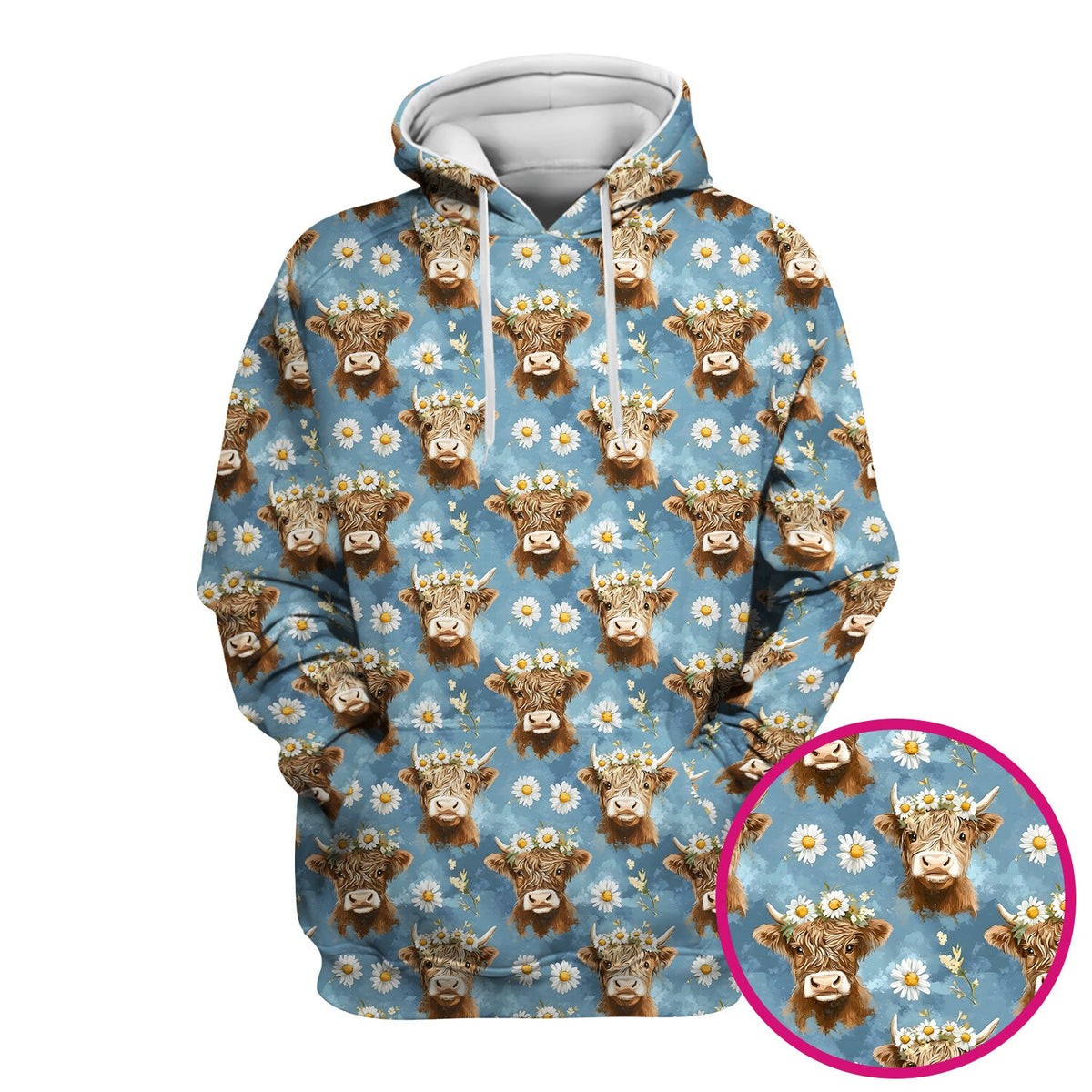 Highland Cow Daisy Flower Nurse Scrub Top