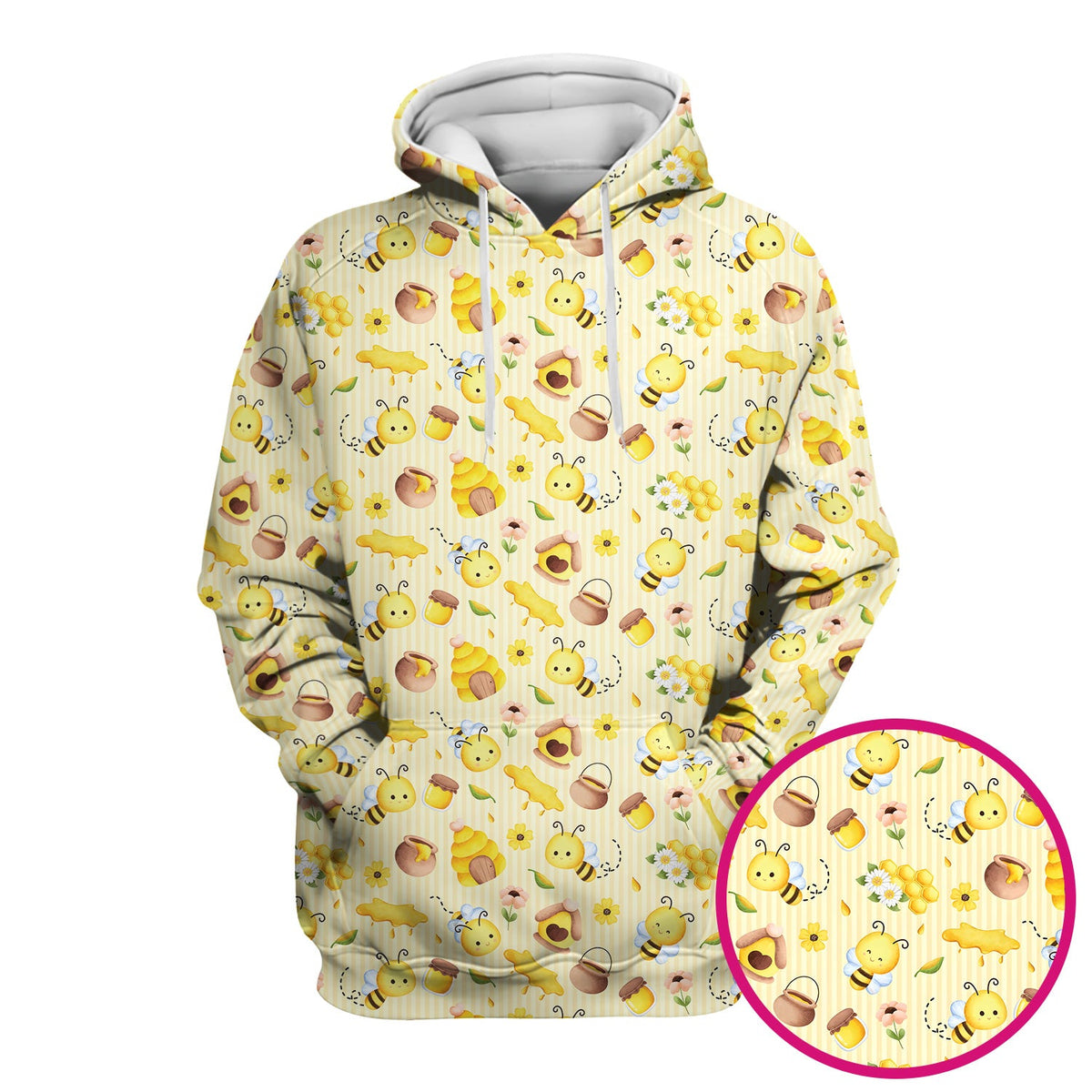 Cute Bee Honey Flower Stripe Nurse Scrub Top