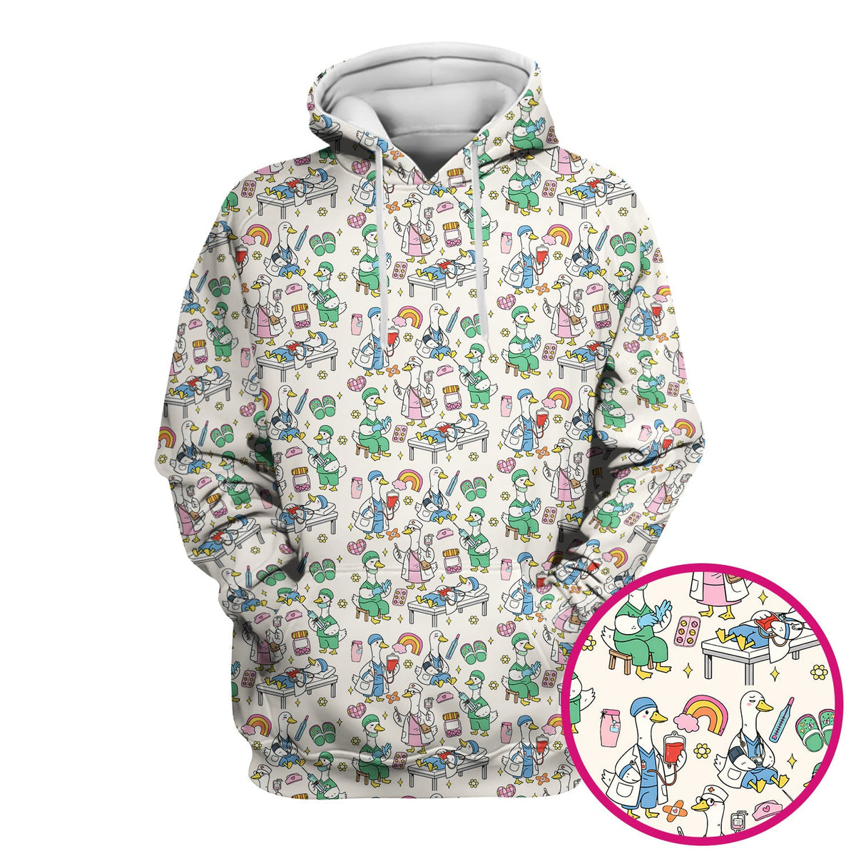 Duck Medical Doodle Nurse Scrub Top
