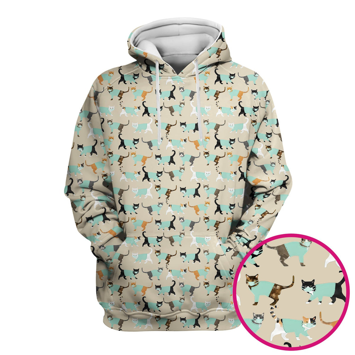 Playful Cat Nurse All Over Print Scrub Top, Comfortable Scrubs for Nurses