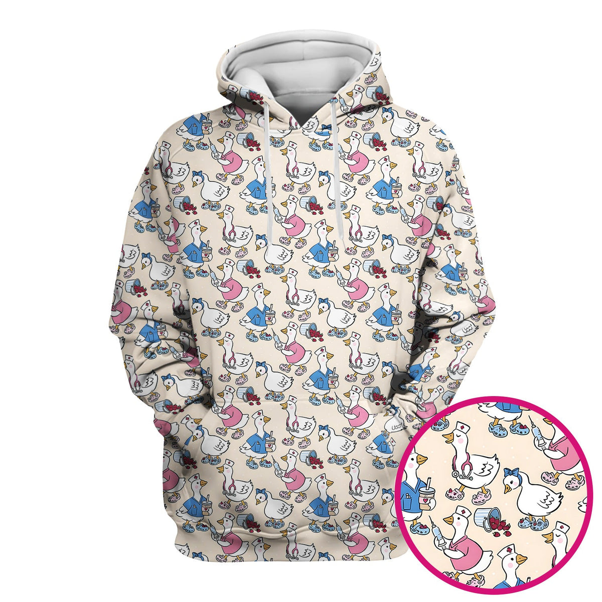 Goose Cartoon Nurse Scrub Top