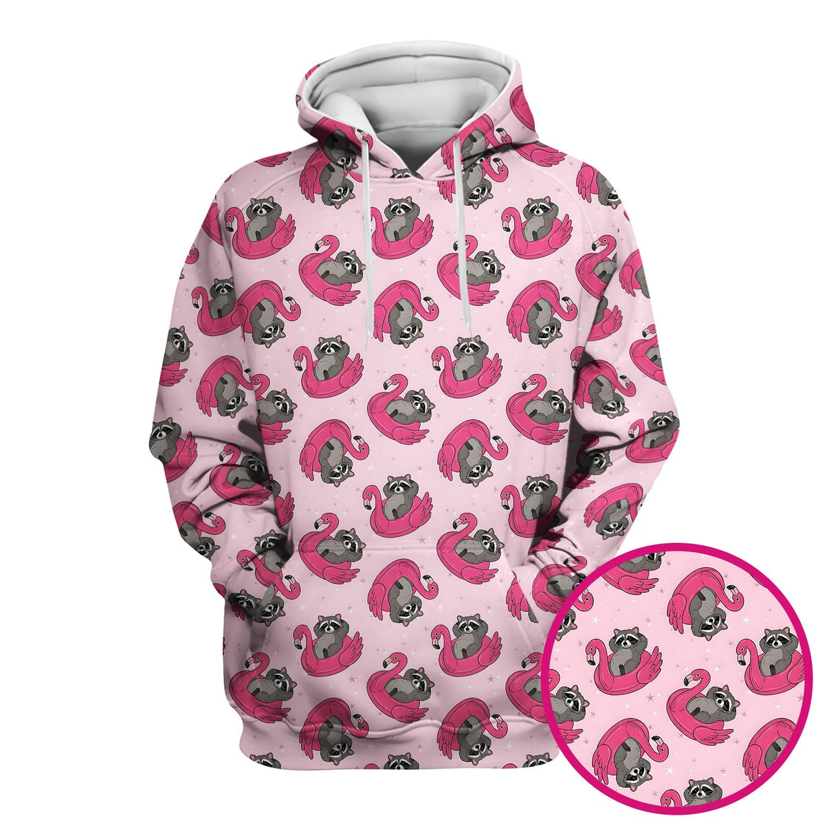Raccoon Flamingo Float Nurse Scrub Top