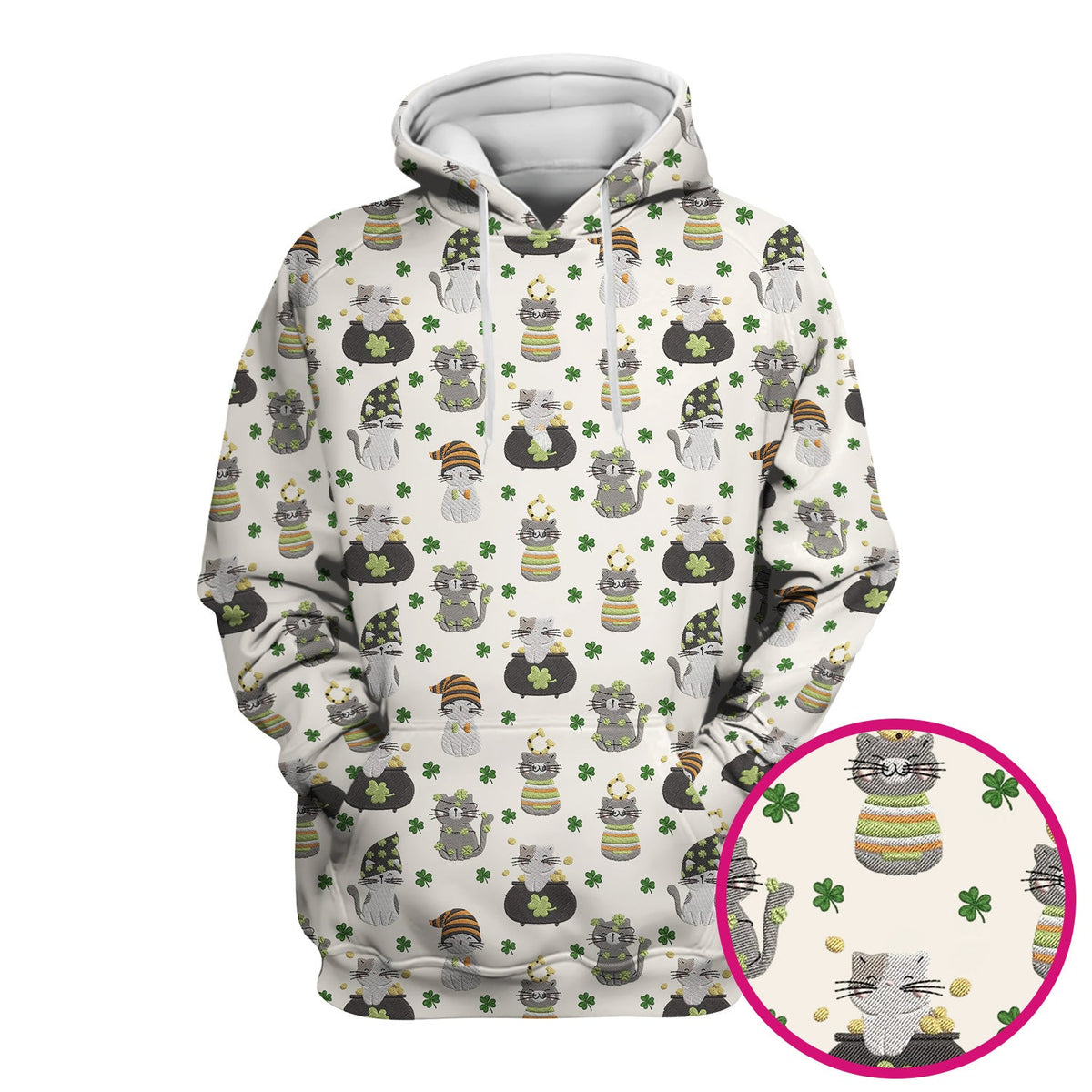St Patrick Lucky Cat Shamrock Nurse Scrub Top