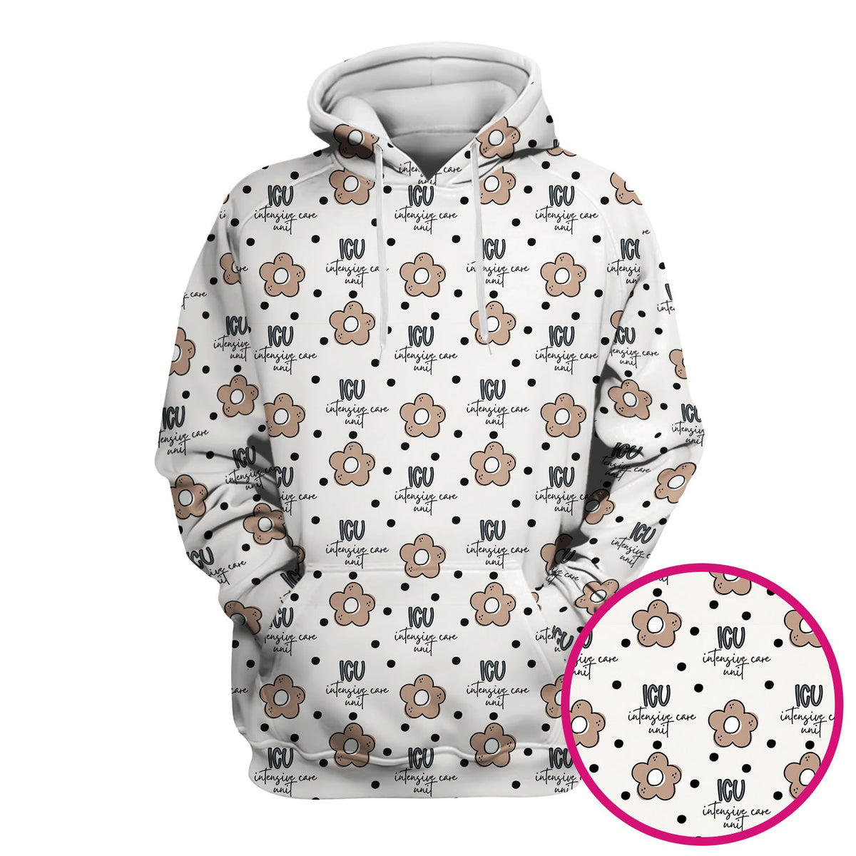 ICU Flower Polka Dot Nurse Scrub Top