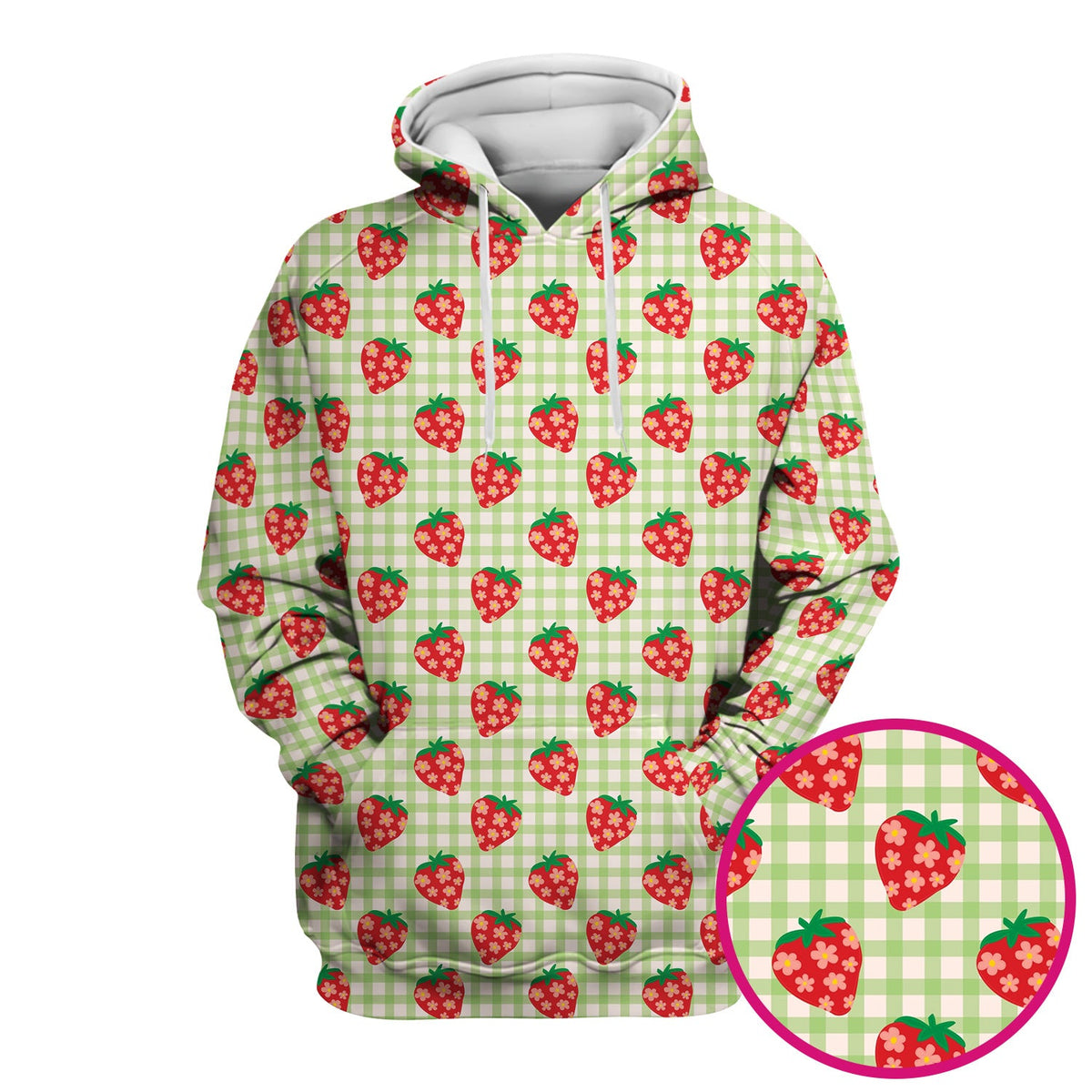 Sweet Strawberry Gingham Nurse Scrub Top