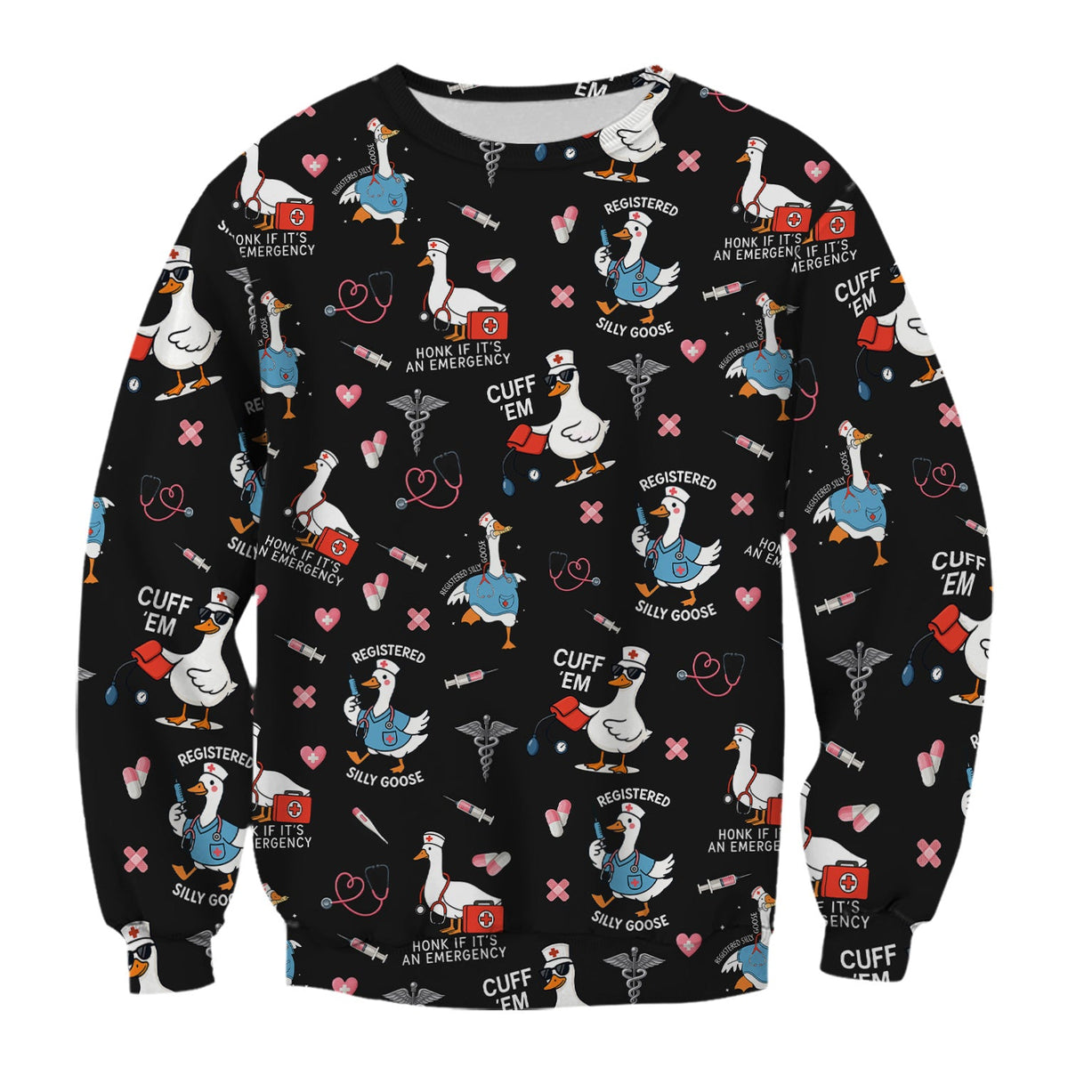 Goose Stethoscope Heart Nurse Scrub Top