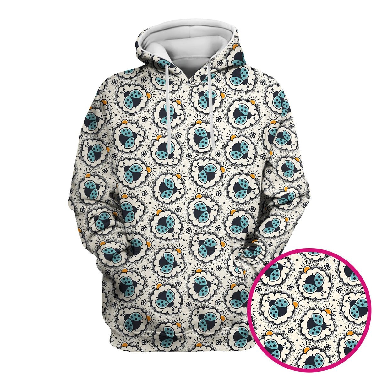 Ladybug Floral Frame Nurse Scrub Top