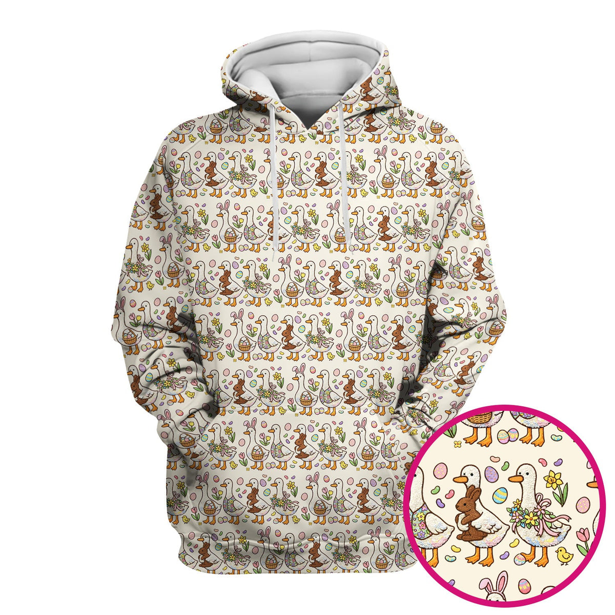 Duck Bunny Egg Floral Nurse Scrub Top - Easter Gift