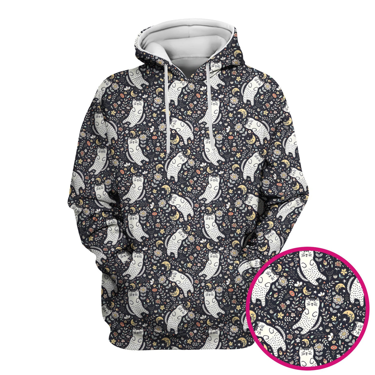 Moonlit Floral Cat Nurse Scrub Top