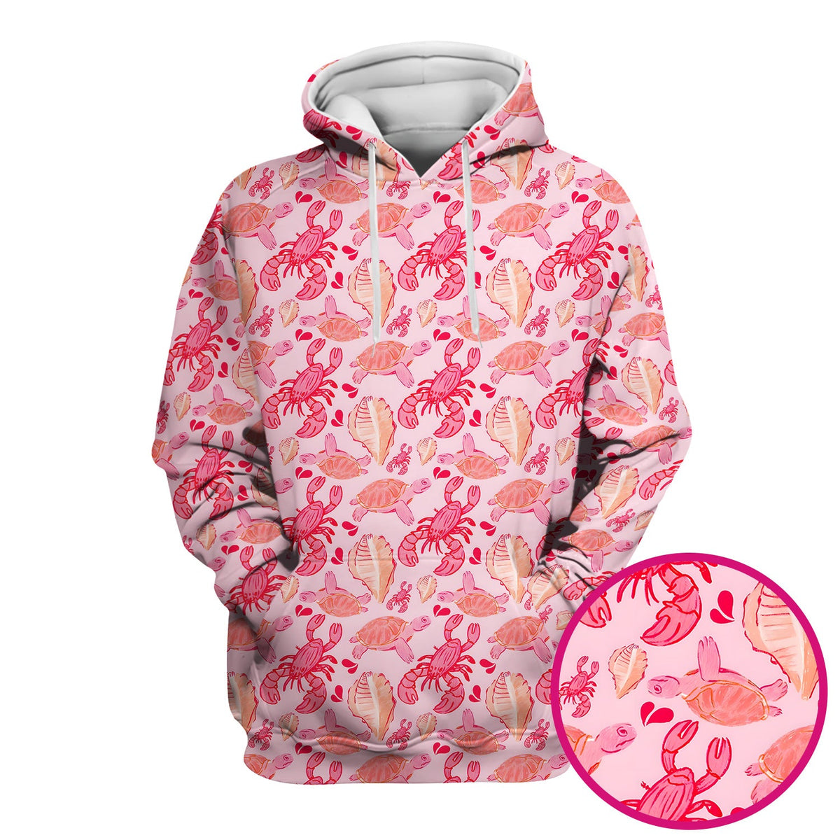 Pink Sea Turtle Lobster Shell Nurse Scrub Top