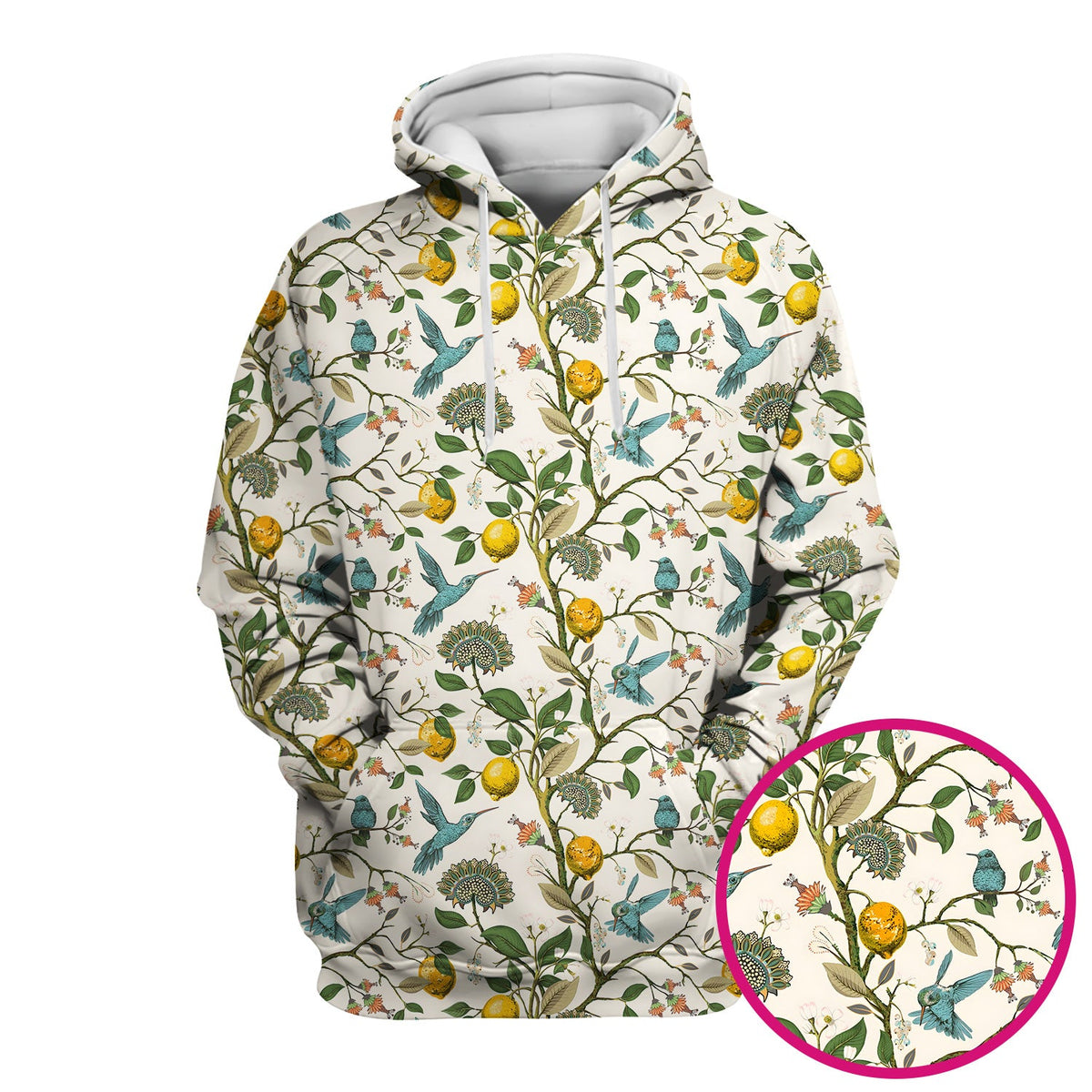 Hummingbird Lemon Floral Nurse Scrub Top