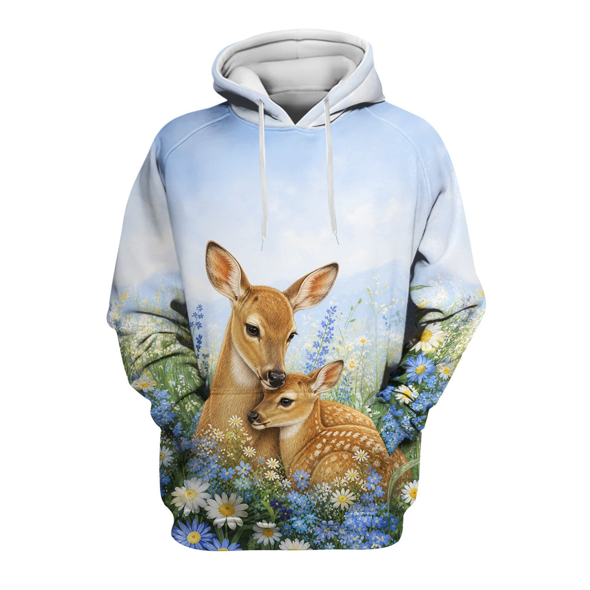 Deer Mother Baby Meadow Nurse Scrub Top