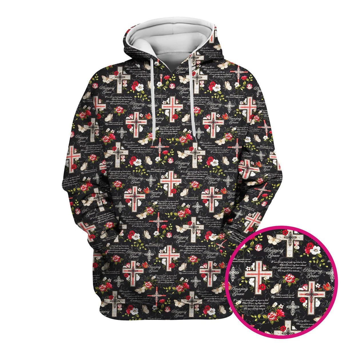 Christian Cross Roses And Butterflies Nurse Scrub Top