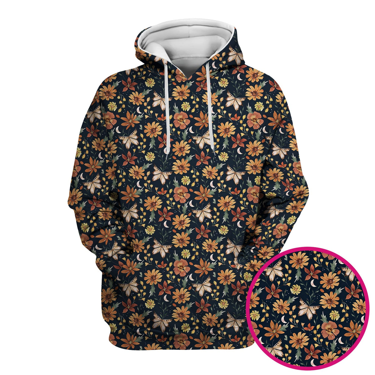 Autumn Floral Butterfly Moon Nurse Scrub Top