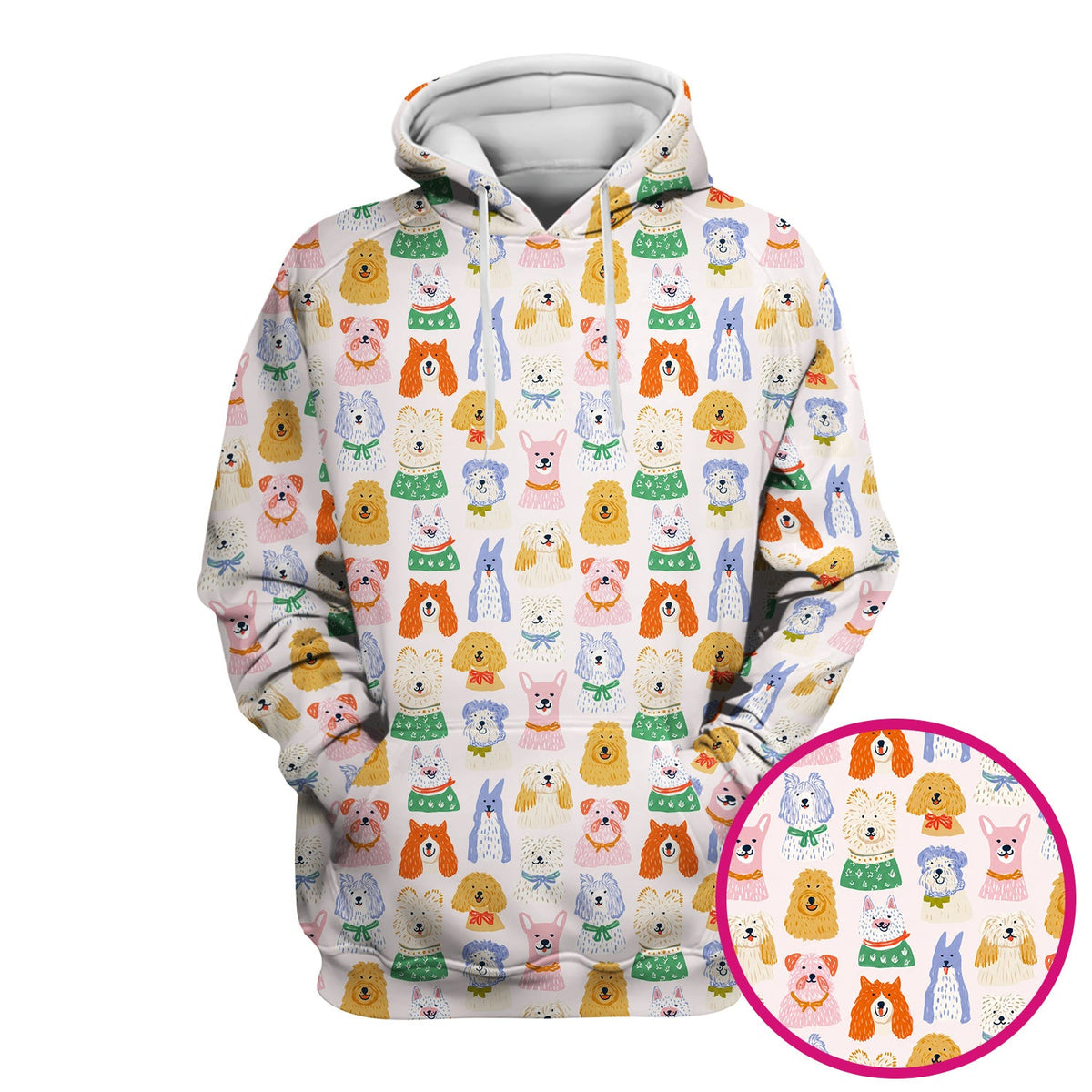 Colorful Dog Faces Cartoon Nurse Scrub Top