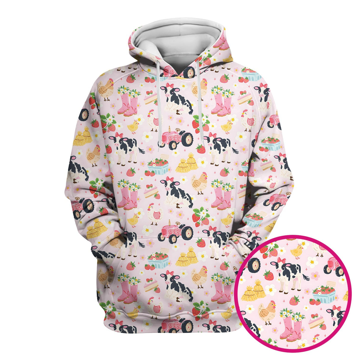 Farm Animals Strawberry Garden Nurse Scrub Top
